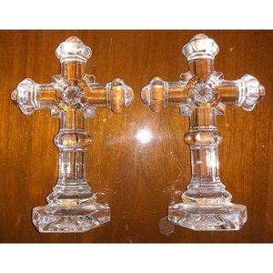 Vintage 24% Cut Crystal Crosses Hand-Made in Germany - a Pair
